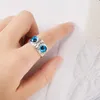 Bandringen Charm Vintage Blue Demon Eye Owl Ring For Women Lovers Punk Vintage Animal Open verstelbare ringverklaring Creatieve sieraden Geschenken Q240427