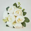 Fiori decorativi da 27 cm di seta peonia bouquet rosa rosa rosa artificiale finto 7 grandi teste da sposa da sposa arredamento