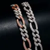 Two Tune S925 Silver Hip Hop Moissanite Plated White Gold Cuban Link Bracelet