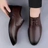 Scarpe casual marchio elegante maschio oxfords genuine in pelle uomini affari allacciati di lusso classico