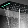 Matt svart infälld termostatisk duschsystem Big Rainfall Column Waterfall Mist Facet Set Screen Touch LED 700x380mm