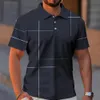 Summer Mens Polo Shirt Gradient Line Kort ärm Tshirt Casual Daily Lapel Tops Tees Fashion Randig T Shirt For Man Clothing 240425