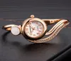 Wristwatches Watch For Women 2021 Ladies 18K Gold Gemstone Unique Design Quartz Watches Cuff Bangle Clock Zegarek Damski4870603