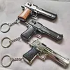 Gun Toys 1 3 Alloy Desert Eagle Keychain Gun Model Wooden Handle Gold-plated Pistol Pendant Mini Gun For Adult Kids Gift T240429