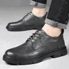 Casual Shoes Fashion Mens Leather Designer Brand Wed Dress Lace Up Business Oxfords Round Toe Office Formal Male