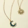 Choker Hippie Vintage Double Necklace Pearl Sun Moon For Women Pendant Chains Jewelry Indie Aesthetic