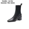 Boots Blapunka Kvinnor äkta lädersträckblock Hög häl Ankel handgjorda slip-on kvinna nakna skor 34-42 designer lyx