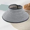 Boinas de chapéu de praia dobrável Brim Brim for Women Cap listrado com jardinagem UV