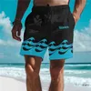 Męskie szorty fala splash 3D print plaża zwykłe hawajskie krótkie spodnie dla mężczyzn ubrania surfingowe pnie wakacyjne fale męskie bermudowie