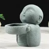 Ljusstakare Buddha Tealight Holder Vintage Sandstone Statues Simplistic Tea Light Figurine Candlestick Söt