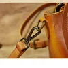 Shoulder Bags Retro Cow Leather Women Bucket Bag Hand Painted Patchwork Colors Female Crossbody Luxury Handbags For Woman