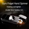 Groothandel Elektrisch USB Hand Spinner Sigaret Aangepaste lichtere oplaadbare Winddichte elektronische metalen aanstekers Toy Finger Gyro