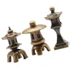 Décorations de jardin 3 PCS Desktop Tower Copper Tower Statue décor Pagoda Hexagon Figurine Paysage Landage Lantern