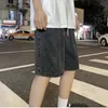 Summer Men Summer Dripstring Denim Shorts Korean Fashion High Talle Leisure Ulzzang Loose Prosty Capris Dżinsy 240411