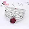 Anelli a grappolo Vintage Red Cubic Zircone largo fiori cavi 925 Sterling Sterling For Wedding Fedding Party Trendy Band Ring Bijoux Bijoux