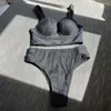 Dames badkleding 2 stks/set dames zomer bikini set sling met leuken onderbladen bra high taille zwembroek stammen vaste kleur badpak strandkleding