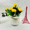 Decorative Flowers Long-lasting Faux Greenery Elegant Artificial Potted Plants With 6 Flower Heads For Home Office Decor Floral Indoor