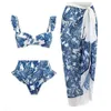 Nieuwe gaasrok set zwempak dames harde tas verzameling print gaasrok zonbeveiliging bikini