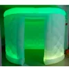 White Oval Inflatable Photo Booth Enclosure with Led Lighting 2 doors backdrop wall for wedding party