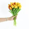 10 cabeças de luxo tulipas artificiais flores brancas toque real bouquet espuma