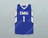 Anpassad Nay Namn Mens Youth/Kids Player 1 IMG Academy Blue Basketball Jersey Top Stitched S-6XL