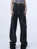 Jeans pour femmes design noir Baggy Mom Woman American Retro surdimensionné 2024 High Waist Straight Tablers Chic Y2K