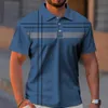 Summer Mens Polo Shirt Gradient Line Kort ärm Tshirt Casual Daily Lapel Tops Tees Fashion Randig T Shirt For Man Clothing 240425