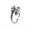 Band Rings Fashionable Antique Silver Metal Punk Open Adjustable Design Snake Animal Exaggerated Finger Ring Womens Party Jewelry Q240427