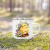 Muggar Dinosaur Horse Flower Printed Emamel Cup Creative Coffee Beverage Cup Camping Campfire Cup Handle Cup Childrens Family and Friend Gifts J240428