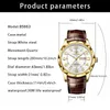 Binbond Fashion Mens Sports Watchs for Men Retro Big Dial Quartz Orologio da polso Classic Casual Brown in pelle 240417