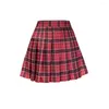 Skirts Checkered Pleated Skirt Short Invisible Open Crotch Outdoor Sex Uniform College Style High Waisted Ms