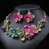 Nuova moda Colorful Flower European European and American Necklace Set for Women's Light Luxury e Colorful Bridal Collace Collar GEMSTONE GEMSTON