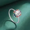 Bandringen Exquise Rainbow Jade Sapphire Franse brood Volledig diamant paar Ring Geschikt voor vrouwen Originele Pure Silver Valentines Day Sieraden Q240427