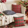 Coussin / lancer décoratif Couverture de Noël 45x45 Décoration Hiver Holiday Farmhouse Faux Plaid à carreaux Coussin pour le canapé du canapé