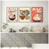 Schilderijen schilderijen ramen noedels met eieren canvas poster Japanese vintage sushi eten schilderen retro keuken restaurant muur kunst decor dhwzr