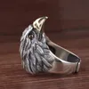 925 Sterling Silver Mens Eagle Head Ring Chaoren Personality National Style Retro Dominant Opening Food 240420