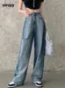 Damesjeans Circyy gescheurd voor vrouwen baggy hoog getailleerde vintage denim broek streetwear y2k mode lente gradiënt blauwe broek