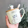 Muggar 400 ml Creative Cartoon Hamster Coffee Ceramic Mug Sweet Spoon Handle Milk Breakfast Ladies Office Roliga Animal Cups