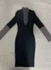 Casual Dresses Luxenvy Ins Samma strassmask Sexig V-ringning Bandage Hip Wrap Dress 2024 Autumn