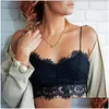 Camisoles Tanks y Womens ärmellose Wimpern Spitze Dessous durchsichtige gepolsterte Weste Cloghet Push Up BH Tanktops Bralette Cami Crop to2 otvso