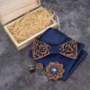 Handmade Mens Wood Bow Tie With Matching Pocket Square And Cufflinks Set 240412