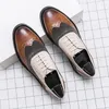 Casual Shoes Block Men PU Stitching Lace - Up Carved Business Dress Comfortable Classic Oxford