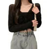 Women's Knits Women Short Knitted Cardigan Shrug Cropped Open Front Thin Long Sleeve Ladies Hollow Slim Out Coat Sweet X6X7