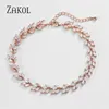 Zakol Classic Leaf Forma de folha cúbica Chain Link Chain Bracelets Luxury cz bracelete de pedra brilhante jóias de casamento BP2173 240423