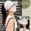 ベレー帽Brim Cap Lightweight Foldable Sun Protreciond Hat Gardening Travel Anti-UV Solid Outdoorのための広い調整可能なフック