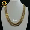 Beliebtes 10mm 12 mm AU750 18K Echtes Gelbgold aus Hip Hop Juwelry Mann Miami Cuban Chain Tafel Chain Kette