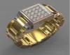 Anello cz in acciaio inossidabile 24k gold gold anello hiphop maschile in stile orologio in stile presidente banda anello US6us104686573