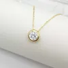 Moda wisiorek 14KT Solidny złota biżuteria Naszyjnik Kobiet Biżuteria 1ct Moissanite 9K 14K 18K Real Gold Cain Link Naszyjnik