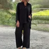 Pantaloni da donna a due pezzi Donne Stupia a molla a manica lunga set elegante con colletto a riposo per pendolarismo