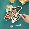 Flatware Sets Stainless Steel Divided Plate Cartoon Dinner Tray Lunch Container Kids Toddlers Babies Serving Platter For School